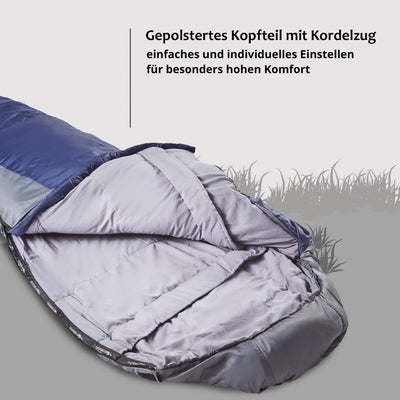 Sovepose - 3 sæsoner, op til 5 grader, 230x80cm, Vandtæt, Varm, Letvægt, med lynlås, Blå