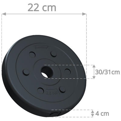 Vægtskiver - Sæt 30 kg, 30/31 mm boring, plast, sort