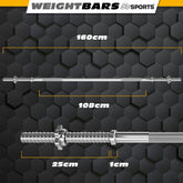 Langhantelstange - 160 cm, 30mm, bis 120kg, Stahl, Verchromt, Sternverschluss