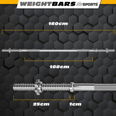 Langhantelstange - 160 cm, 30mm, bis 120kg, Stahl, Verchromt, Sternverschluss