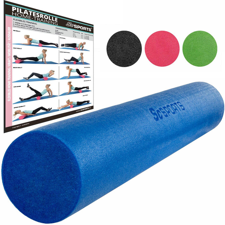 Foam roller til yoga, pilates, 90 x 15 cm, skum, blå