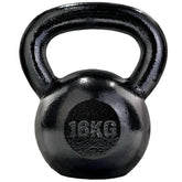 Kettlebell - 16 kg, støbejern, sort