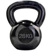 Kettlebell - 28 kg, støbejern, sort