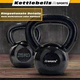 Kettlebell - 28 kg, støbejern, sort