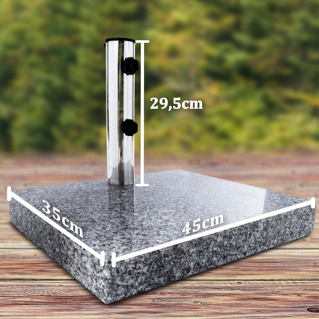 Granit parasolfodfod - 25 kg, kvadratisk, m. hjul, stål