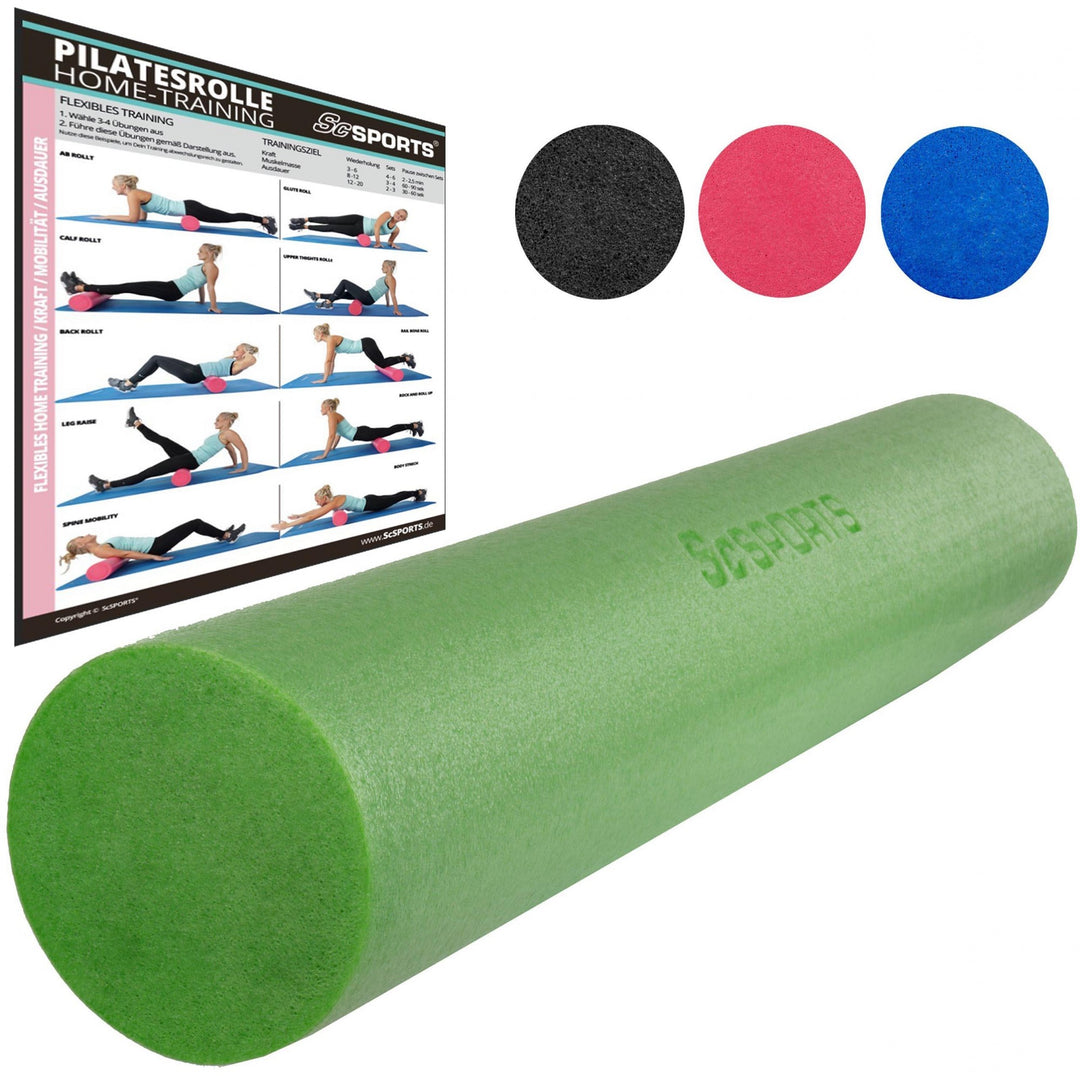 Fitness foam roller, 90 x 15 cm, skum, grøn