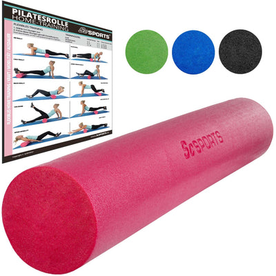 Foam roller  til yoga, massage, pilates, fysioterapi, 90 x 15 cm, skum, pink