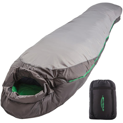 Sovepose, 3 årstider, op til -20 grader, vandtæt, varm, let, med lynlås, grå