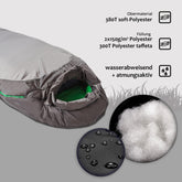 Sovepose, 3 årstider, op til -20 grader, vandtæt, varm, let, med lynlås, grå