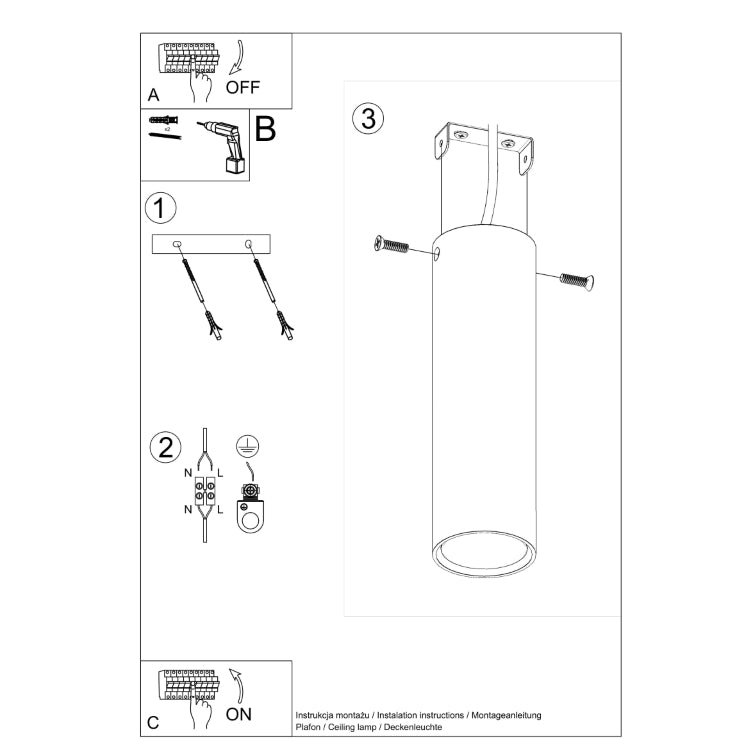 Loftslampe LAGOS 20 sort