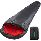 Sovepose, 3 årstider, op til 5 grader, 215 x 85 cm, vandtæt, varm, let, med lynlås, sort