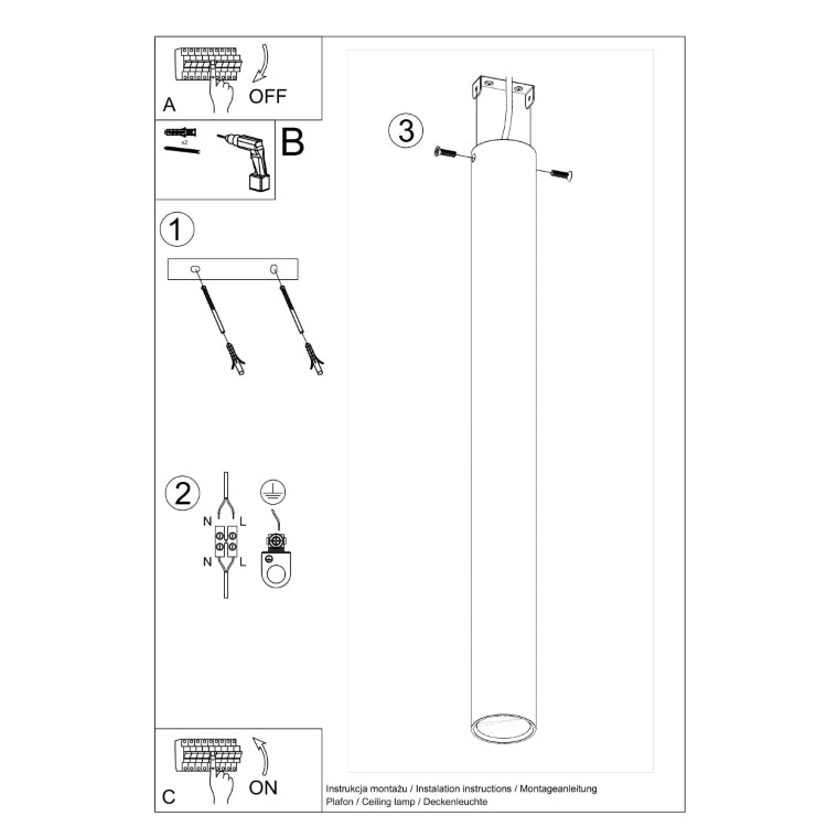 Loftslampe LAGOS 60 sort