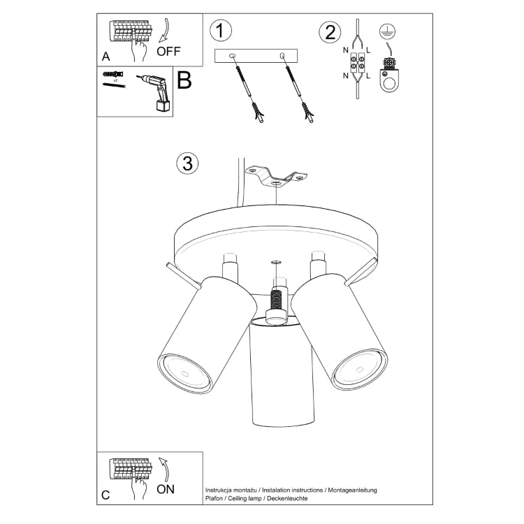 Loftslampe RING 3P sort