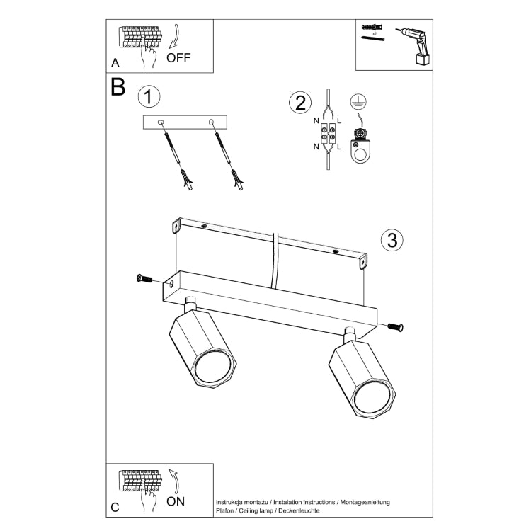 Loftslampe ZEKE 2 eg