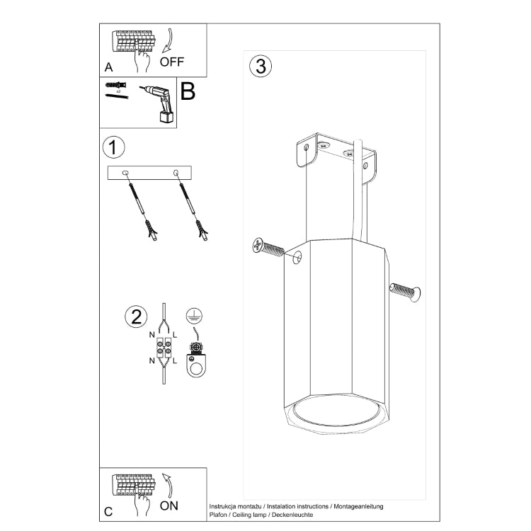 Loftslampe ZEKE 10 eg