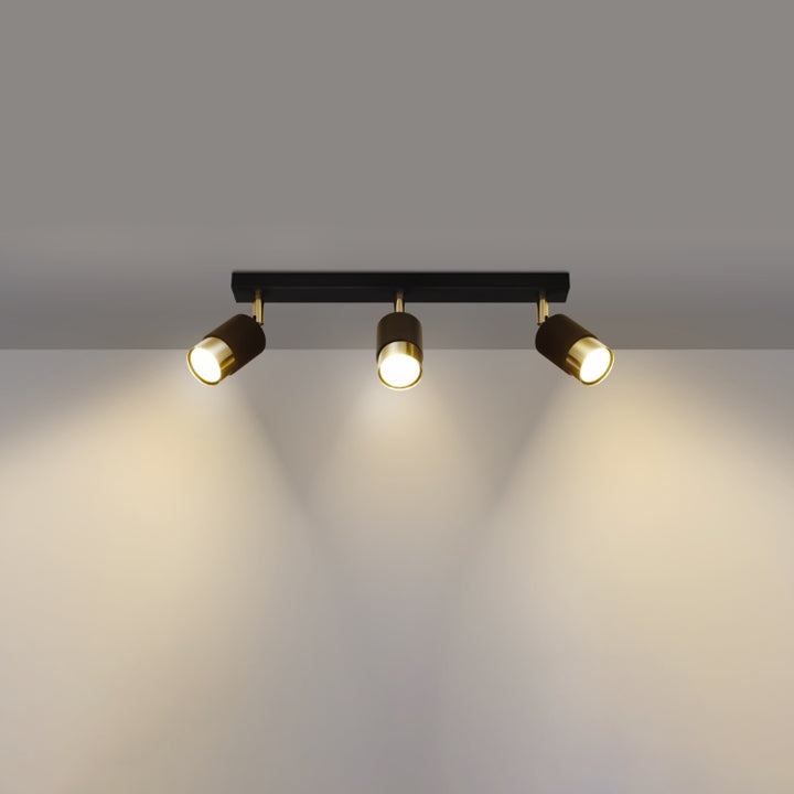 Loftslampe NERO 3 sort/guld