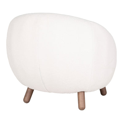 Savona Lænestol i kunstig lammeskind, hvid med valnødfarvede ben