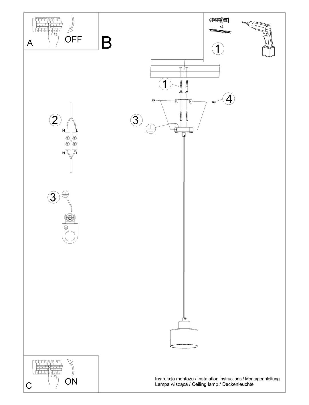 Vedhæng lampe SAVAR 1 sort