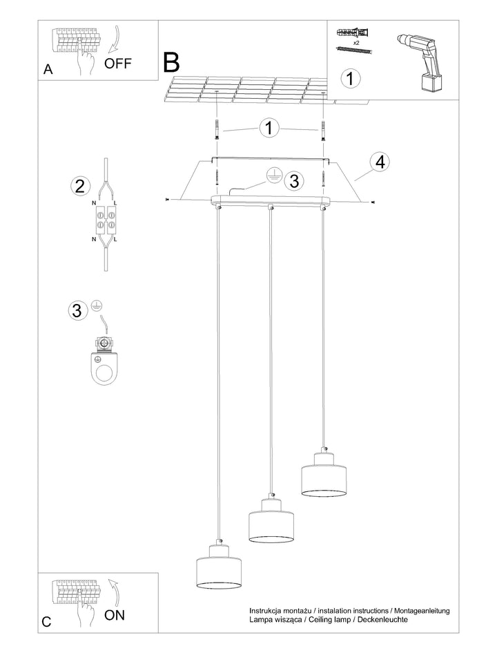 Vedhæng lampe SAVAR 3 sort