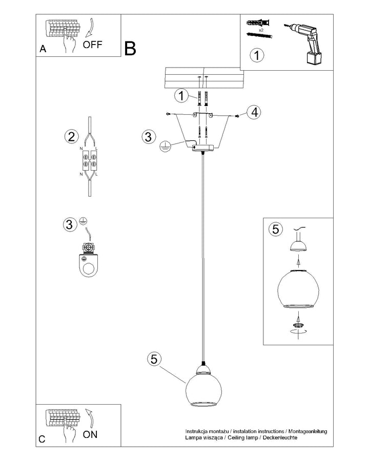 Pendel lampe ALINO 1, sort