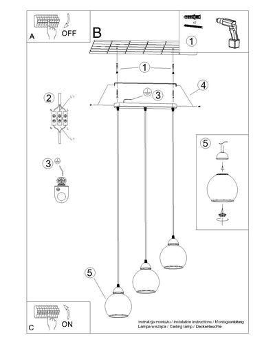 Vedhæng lampe ALINO 3 sort