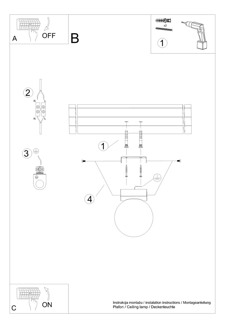 Loftslampe YOLI 1 sort