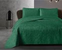 Fløjl Clara sengetæppe med 2 pudebetræk, grøn - 180 x 250 cm