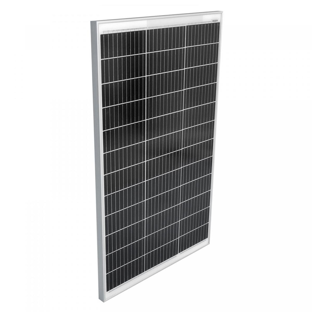 Solpanel monokrystallinsk - 130 W, 18 V til 12 V batterier, solcelle, ladekabel, silicium