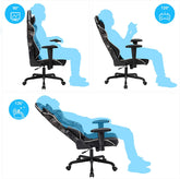 Spillestol, kontorstol med høj ryglæn, computerstol, racerstol, polstret sæde, nakkestøtte og lændehynde justerbar, til kontoret, studiet, sort camouflage farver - Lammeuld.dk