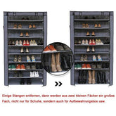 10 niveauer op til 45 par justerbar sko Rack skab Opbevaring med dør 88 x 28 x 160 cm grå - Lammeuld.dk