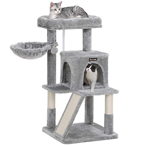 Cat Tree, Cat Tower, Cat Condo, skrabebræt, lysegrå - Lammeuld.dk