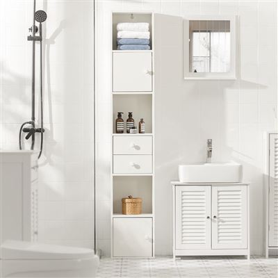 Højskab / badeværelsesreol, 33 x 24 x 188 cm, hvid 