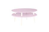UFO sofabord Diam 70cm x Højde 35cm - Pink / Hvide ben