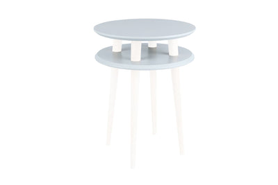 UFO Sidebord diameter 45cm x H 61cm - Lysegrå bordplade/hvide ben