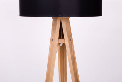 WANDA Asketræ Gulvlampe 45x140cm - Sort Lampeskærm / Transparent