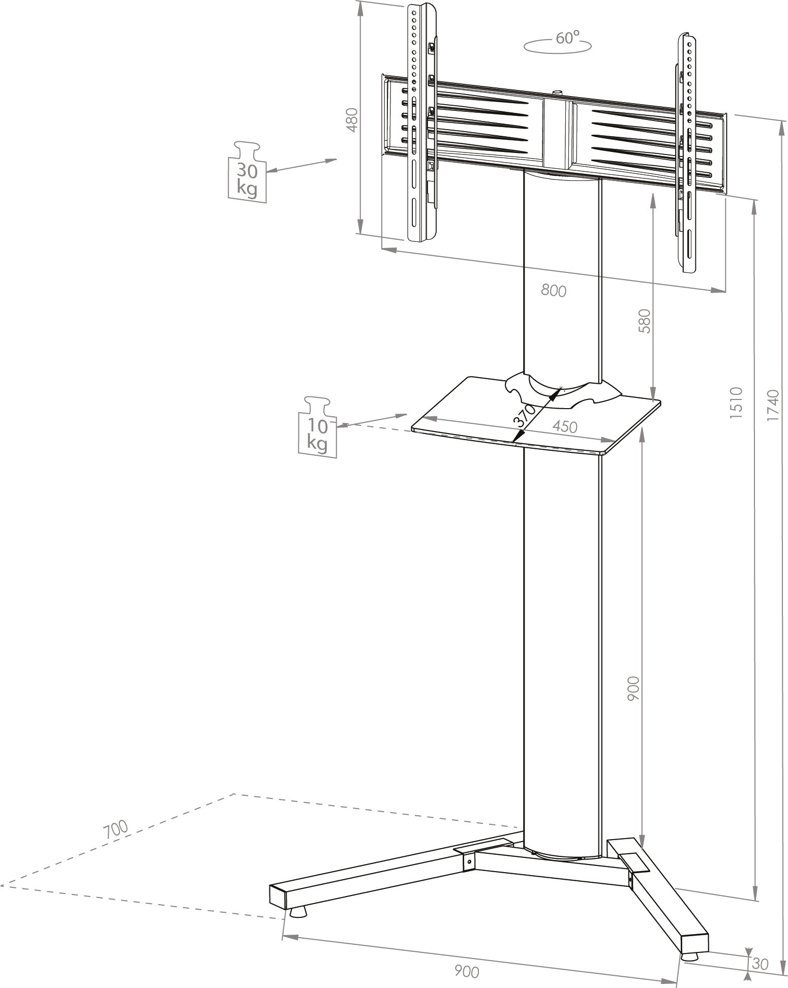 Tv Stativ "Stadino Maxi" Med Glashylde