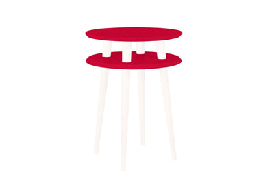 UFO Sidebord diameter 45cm x højde 61cm - Rød /hvide ben