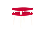 UFO Sofabord diameter 57cm x H 45cm - Røde/Hvide Ben