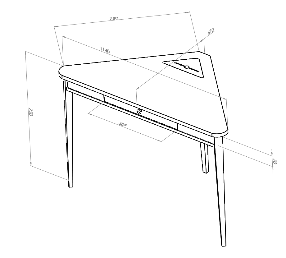 ASHME Hjørneskrivebord 114x85x85cm - Hvid