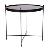 Venezia Sofabord - Hjørnebord i sort stål med glas ø48xh48cm
