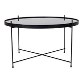 Venezia Sofabord - Hjørnebord i sort stål med glas ø70xh40cm