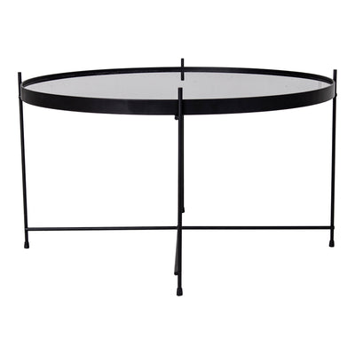 Venezia Sofabord - Hjørnebord i sort stål med glas ø70xh40cm