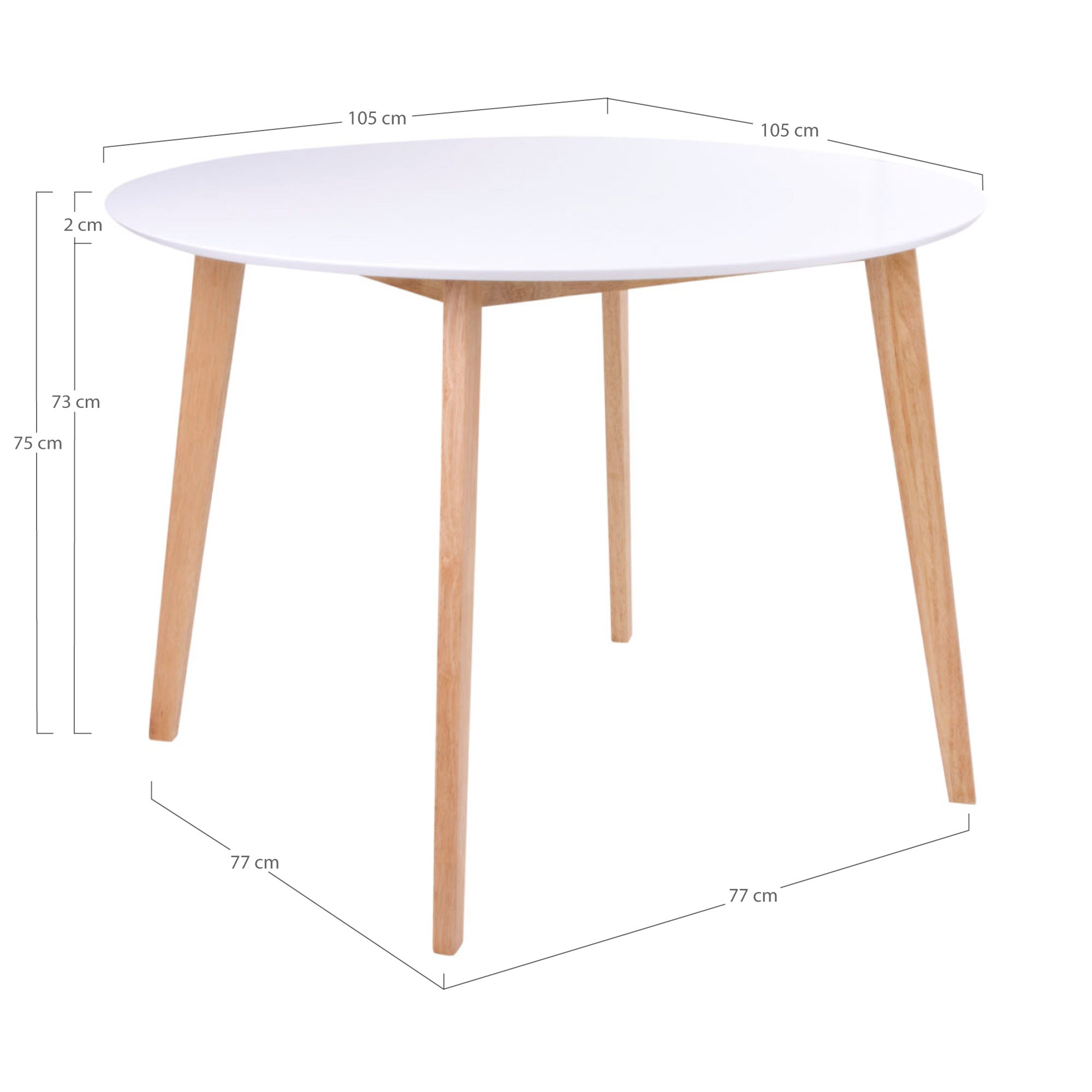 Vojens Spisebord - Spisebord i hvid og natur Ø105,h75 cm