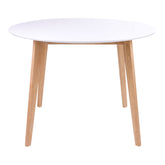 Vojens Spisebord - Spisebord i hvid og natur Ø105,h75 cm