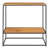 Vita Konsolbord - Konsolbord med 2 hylder, egetræslook med sorte ben, 80x36x80 cm