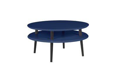 UFO Sofabord diameter 70cm x højde 35cm - Marineblå / Sorte ben