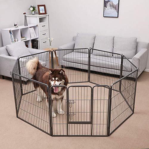 Heavy Duty Puppy Playpen Play Whelping Pen, 8 paneler Grå XL (80 x 80 cm) - Lammeuld.dk