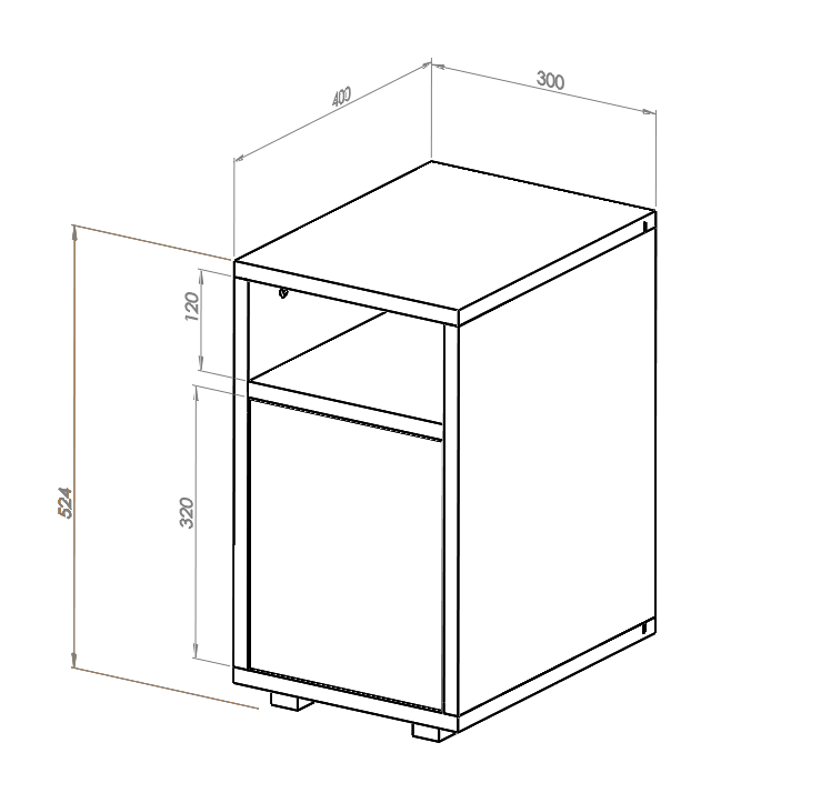 SLIM Sengebord B 30cm x D 40cm - Grafit