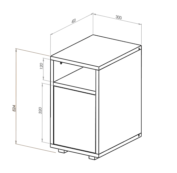 SLIM Sengebord B 30cm x D 40cm - Rød