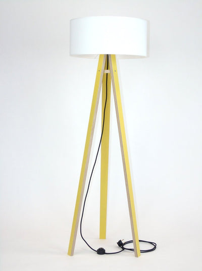 WANDA Gulvlampe 45x140cm - Gul / Hvid Lampeskærm / Sort